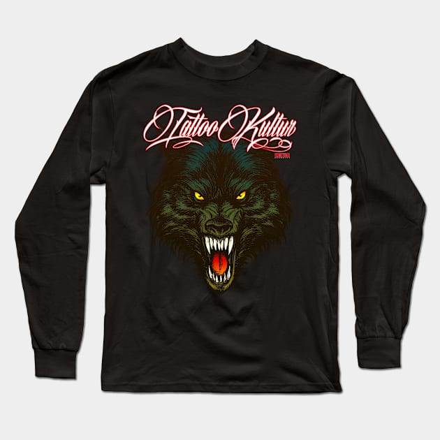 Tattoo Kultur - Wolf Long Sleeve T-Shirt by Kulturmagazine